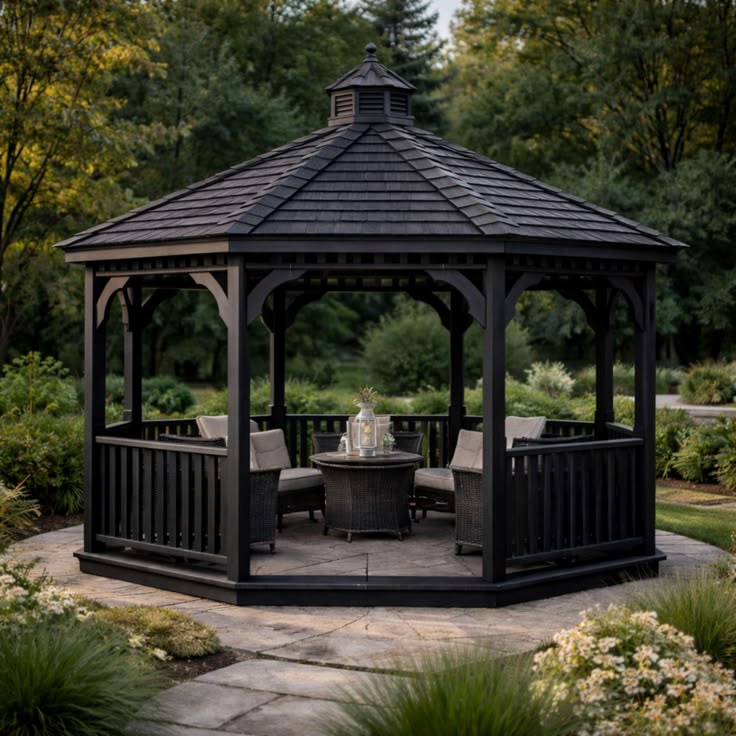 16x16 Octagonal Garden Gazebo | Black Timber